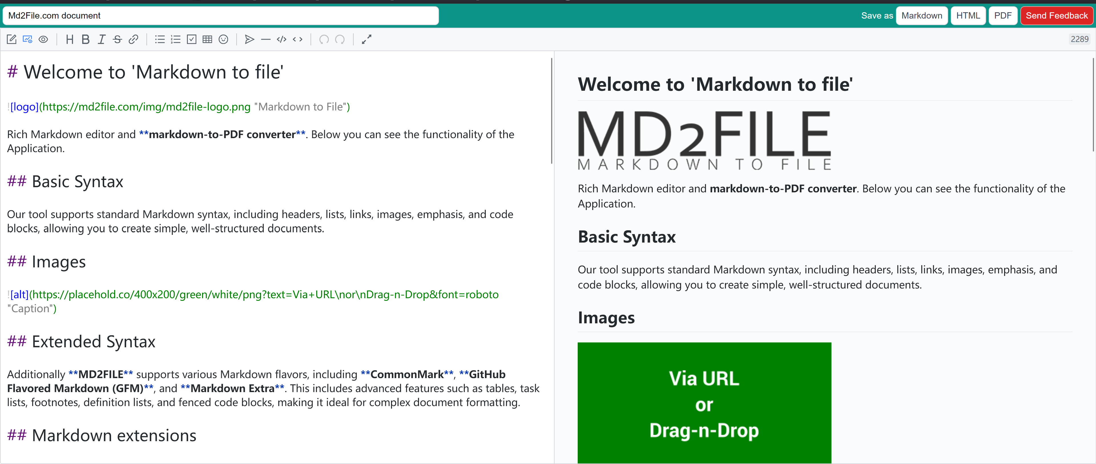 MD2File - Markdown Editor & Converter